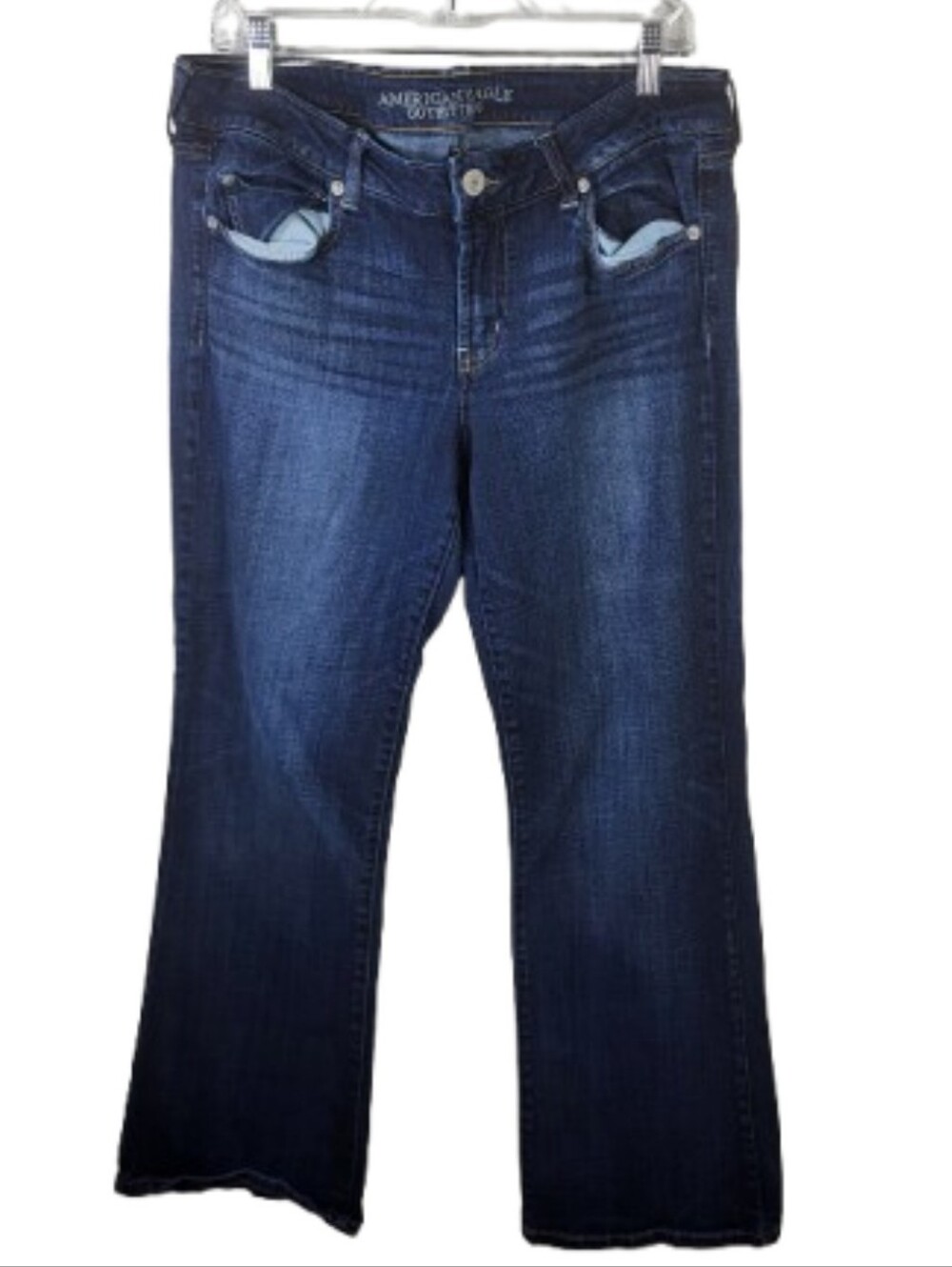 American Eagle Outfitters Indigo Bootcut Boyfriend Stretch Jeans Sz 14 Reg